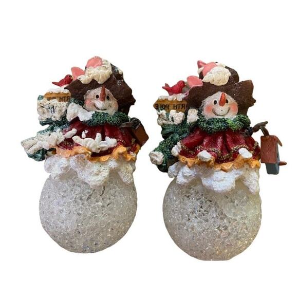 Snowman North Pole Sign w/Bird House Christmas Ornament 5" Set of 2 - Picture 1 of 7